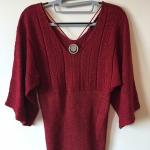 BCX V-neck & back knit sweater M